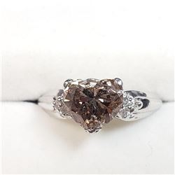 7) 10K WHITE GOLD DIAMOND RING,