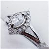 Image 2 : 70) 14K WHITE GOLD FANCY CUT DIAMOND HALO RING,