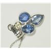 Image 2 : 30) 14K WHITE GOLD SAPPHIRE & DIAMOND PENDANT W/