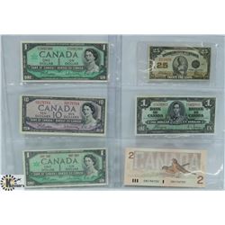 LOT OF 6 VARIOUS CANADA BANK NOTES