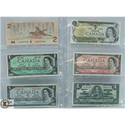 LOT OF 6 VARIOUS CANADA BANK NOTES