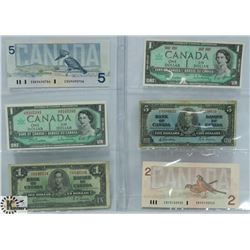 LOT OF 6 VARIOUS CANADA BANK NOTES