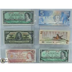 LOT OF 6 VARIOUS CANADA BANK NOTES