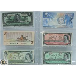 LOT OF 6 VARIOUS CANADA BANK NOTES