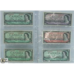 1954 LOT OF 6 CANADA STAR REPLACEMENT BANK NOTES