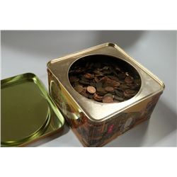 COLLECTOR TIN FILLED WITH PENNIES