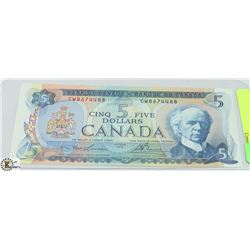 1972 $5 CANADIAN BILL SERIAL #CW8674488