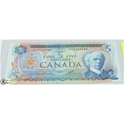 1972 $5 CANADIAN BILL SERIAL #CS2268346