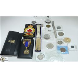 BOX OF VARIOUS COLLECTIBLE COINS AND MORE