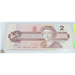 1986 $2 CANADIAN BILL SERIAL #EGF3639708