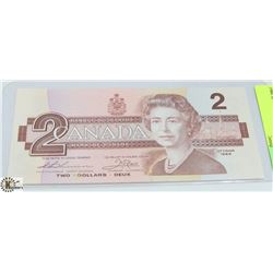 1986 $2 CANADIAN BILL SERIAL #EGF3639709