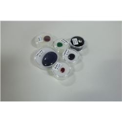 LOT OF 6 VARIOUS RUBY, EMERALD, SAPPHIRE