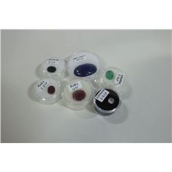 LOT OF 6 VARIOUS RUBY, EMERALD, SAPPHIRE