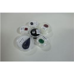 LOT OF 6 VARIOUS RUBY, EMERALD, SAPPHIRE