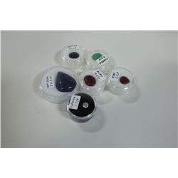 LOT OF 6 VARIOUS RUBY, EMERALD, SAPPHIRE