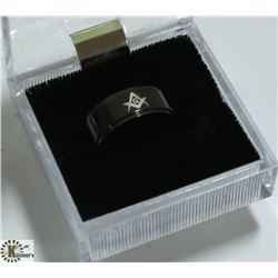 BLACK MASONIC SYMBOL RING SIZE 8
