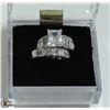 Image 1 : STERLING SILVER CZ WEDDING SET SIZE 5