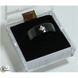 BLACK MASONIC SYMBOL RING SIZE 11