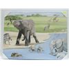Image 1 : AFRICAN WILDLIFE SCENE ON CANVAS, 40 X 30