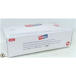 BOX OF 100 SIZE XLARGE DISTECH CLEAR VINYL MEDICAL