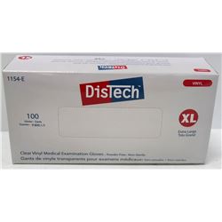 BOX OF 100 SIZE XLARGE DISTECH CLEAR VINYL MEDICAL
