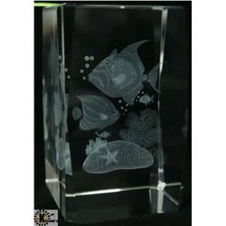 CRYSTAL HOLOGRAM MARINE SCENE DISPLAY PIECE