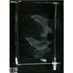 CRYSTAL HOLOGRAM DOLPHIN DISPLAY PIECE