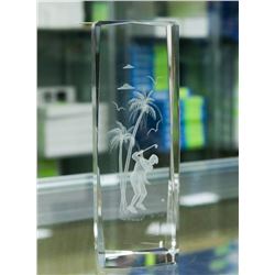 HOLOGRAMED CRYSTAL GOLFER DISPLAY PIECE