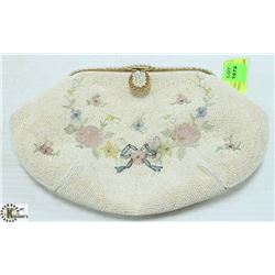 ANTIQUE FRENCH HAND BEADED EMBROIDERED EVENING