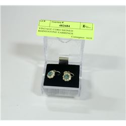 VINTAGE CORO SIGNED RHINESTONE EARRINGS