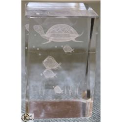 CRYSTAL HOLOGRAM SEA TURTLE DISPLAY PIECE