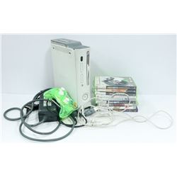 XBOX 360 WITH 10 GAMES, AFTER MARKET ROCK CANDY