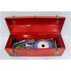 TOOL BOX W/ HAND WRENCHES, SOCKETS, PRY BARS ETC.