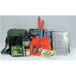 BOX OF FISHING GEAR INCL. 2 SHAKESPEARE