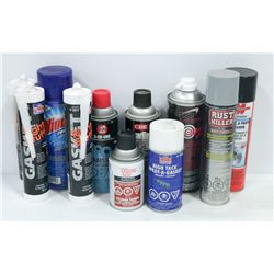 LARGE BOX OF ALL NEW AUTO/SHOP FLUIDS
