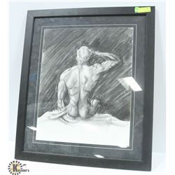 FRAMED MALE SKETCH ART PICTURE 27 X 32
