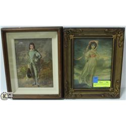 2 ANTIQUE PICTURE FRAMES BOY & A GIRL