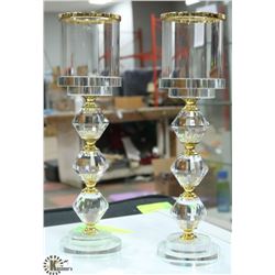 PAIR OF CANDLE HOLDERS WITH DIAMOND SHAPED & GOLD