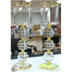PAIR OF CANDLE HOLERS WITH GOLD TRIM