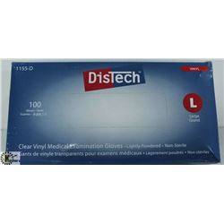 BOX OF DISTECH VINYL MEDICAL EXAMINATION GLOVES SZ