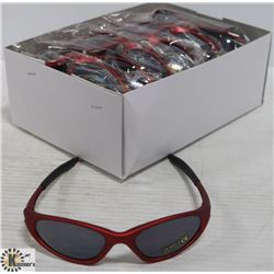 BOX OF OAKLEY STYLE RED DESIGNER SUNGLASSES