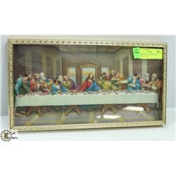 3 DIMENSIONAL FRAMED LAST SUPPER, 15 X 8