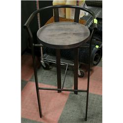 METAL BAR STOOL WITH RUSTIC WOOD SEAT, 30" SEAT