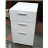 Image 1 : WHITE WOOD ROLLING FILE CABINET, 15 X 18 X 27