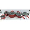 Image 1 : 9-PC NON-STICK RED POT SET WITH LIDS -