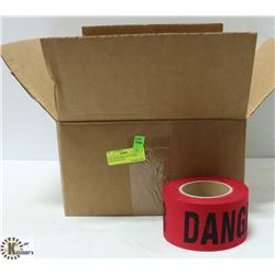 CASE WITH 8 ROLLS OF FABRIC FLAGGING IN RED