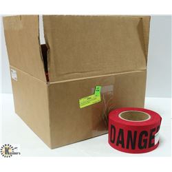 CASE WITH 8 ROLLS OF FABRIC FLAGGING IN RED