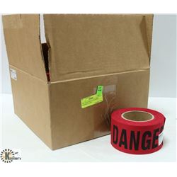 CASE WITH 8 ROLLS OF FABRIC FLAGGING IN RED