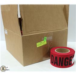 CASE WITH 8 ROLLS OF FABRIC FLAGGING IN RED