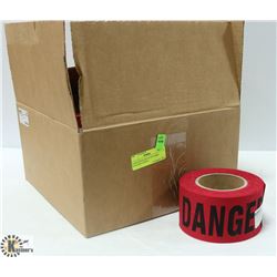 CASE WITH 8 ROLLS OF FABRIC FLAGGING IN RED